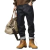 Straight Denim Pants Leather Patch